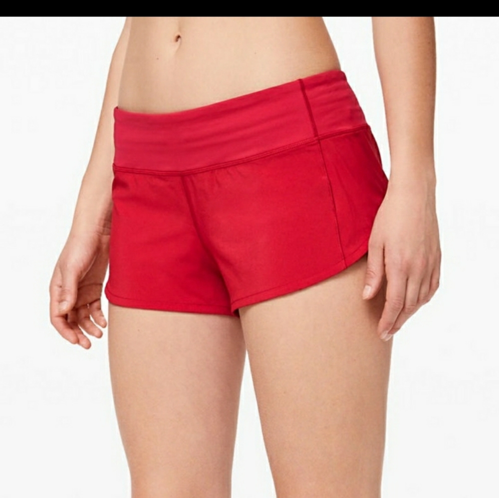 Lululemon Flamenco Red Speed Shorts